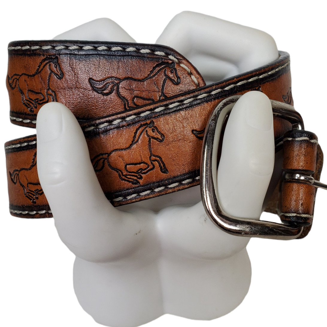 3d Belt Company Childrens Horse Embossed Leather Belt Size 22"